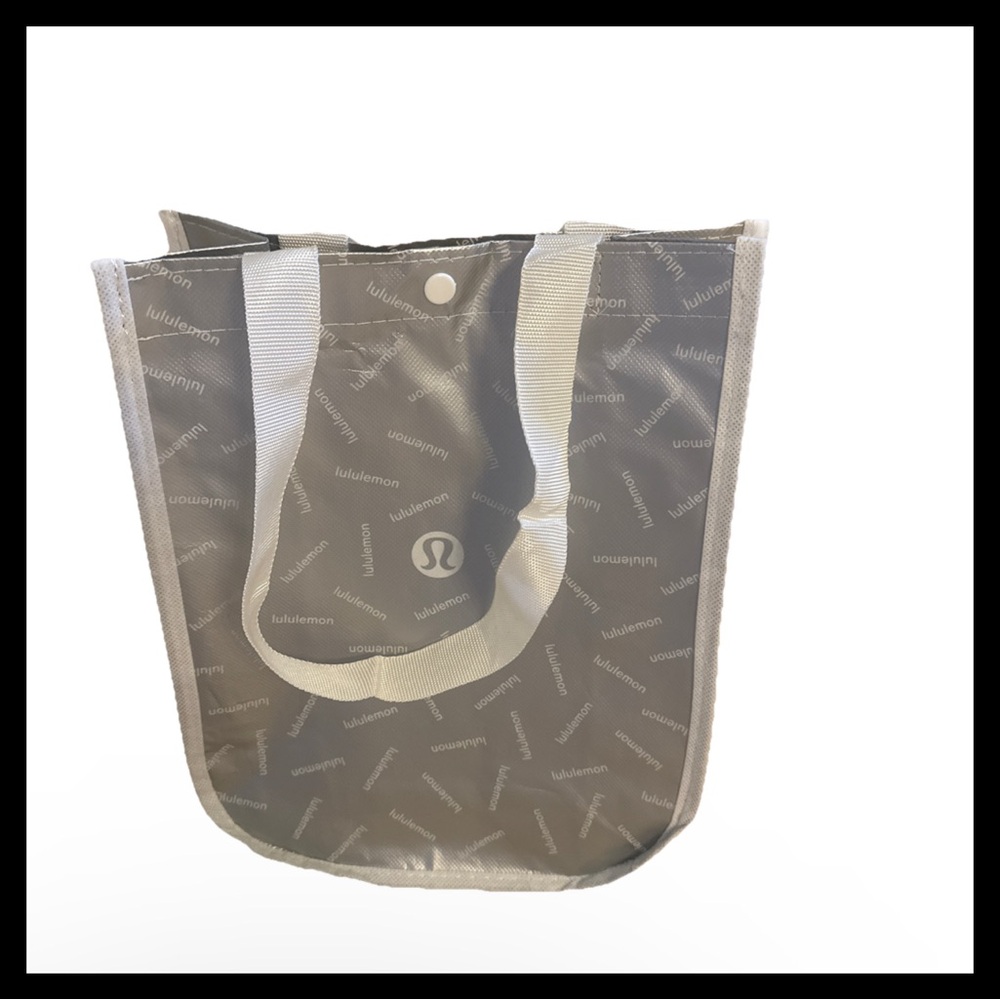 Lululemon Reusable Small Shopping Tote Bag  Silver White  9.25”X 11”X4.5”